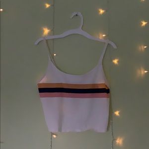 White, striped design spaghetti strap crop top